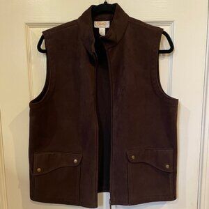 Talbots faux suede brown vest; sz MED very good condition